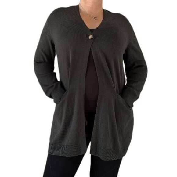 Coldwater Creek Olive Green Long Cardinal One Button Pockets Casual Fit Size M - Picture 1 of 6